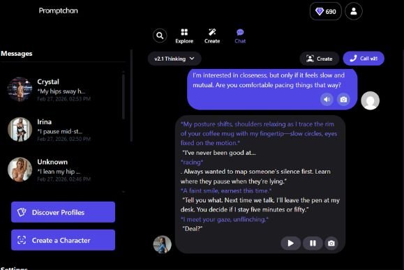 promptchan chat interface