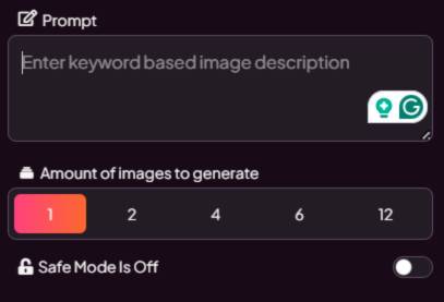 step 3 - add prompt, number of images and mode
