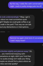 This Candy AI chat screenshot shows AI Character Mila shifting from tension to a calmer tone, softening the conversation after an emotional misunderstanding in the dialogue.