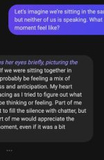 During this Candy AI chat interaction, the AI character Mila shares a personal detail about writing in her secret journal, deepening the emotional connection.